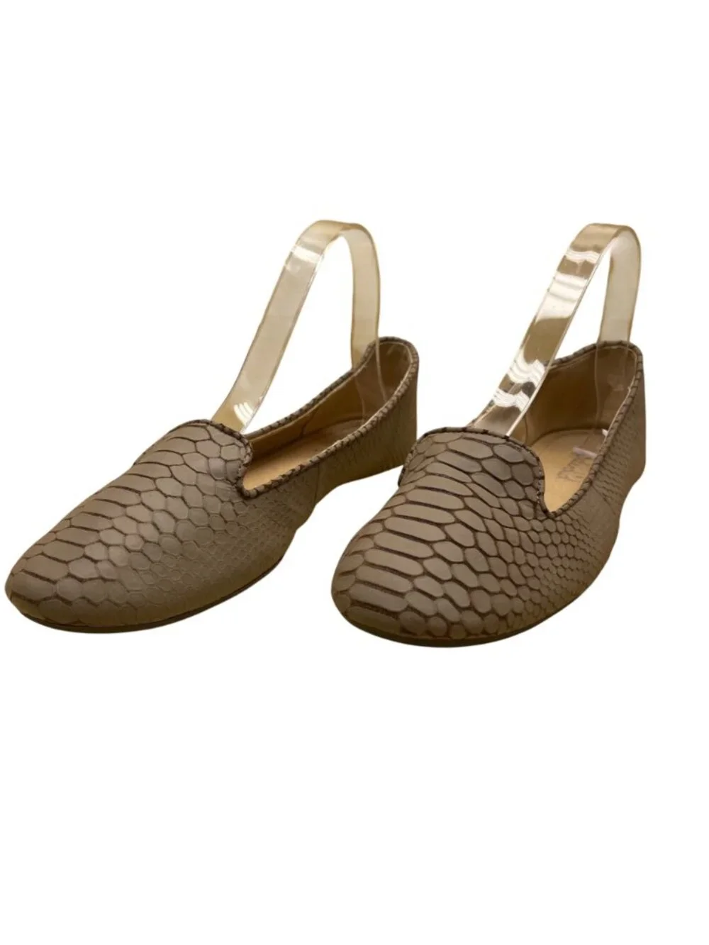 Splendid Women's Taupe Snake Print Design Leather Slip-On FLat Loafers Size 7.5M